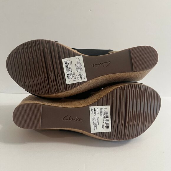 Clarks Annadel Eirwyn Suede Platform Comfort Wedge Cork Heel Sandal Black 6 - Picture 12 of 16